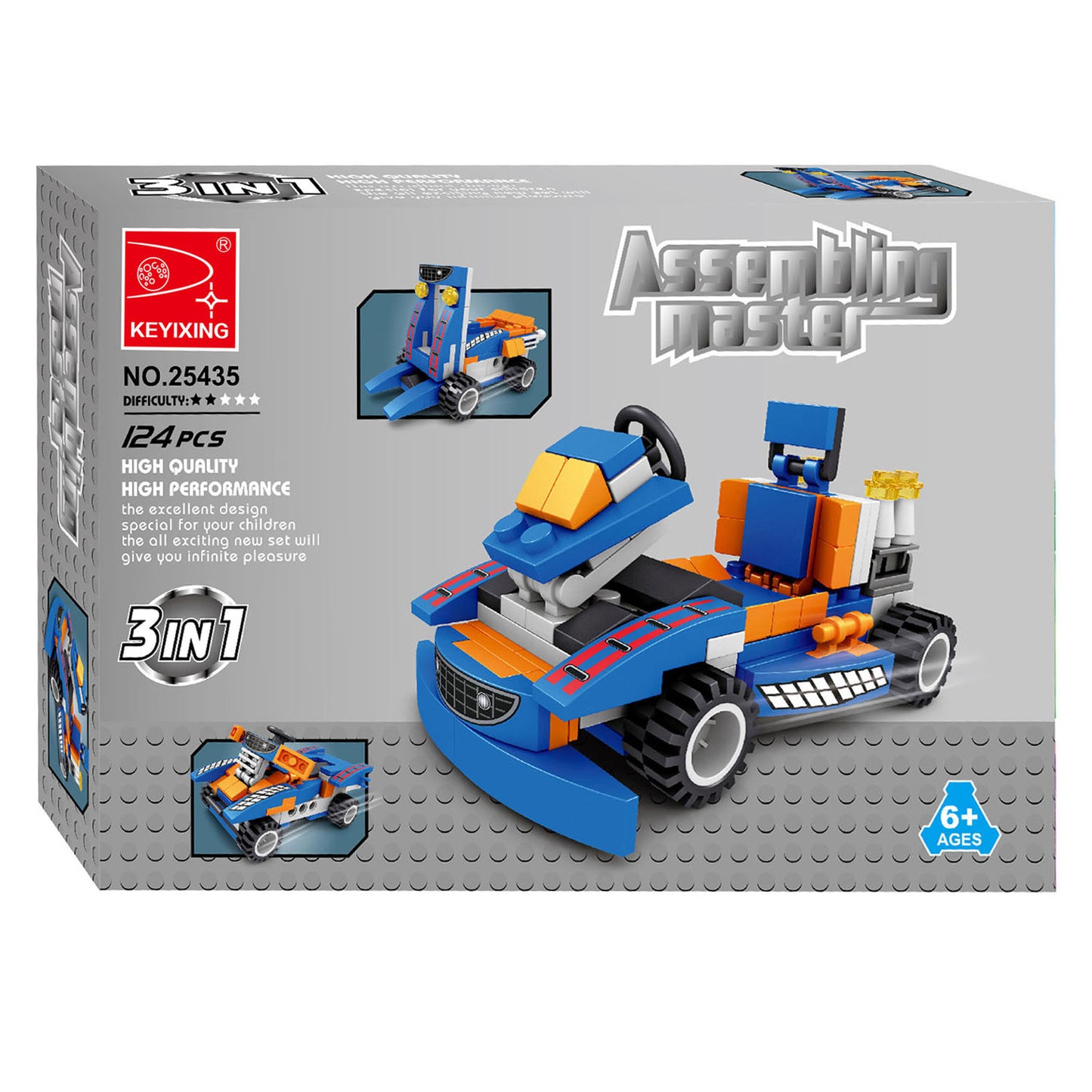 Jeu de construction véhicules 3 en 1, 124 pièces