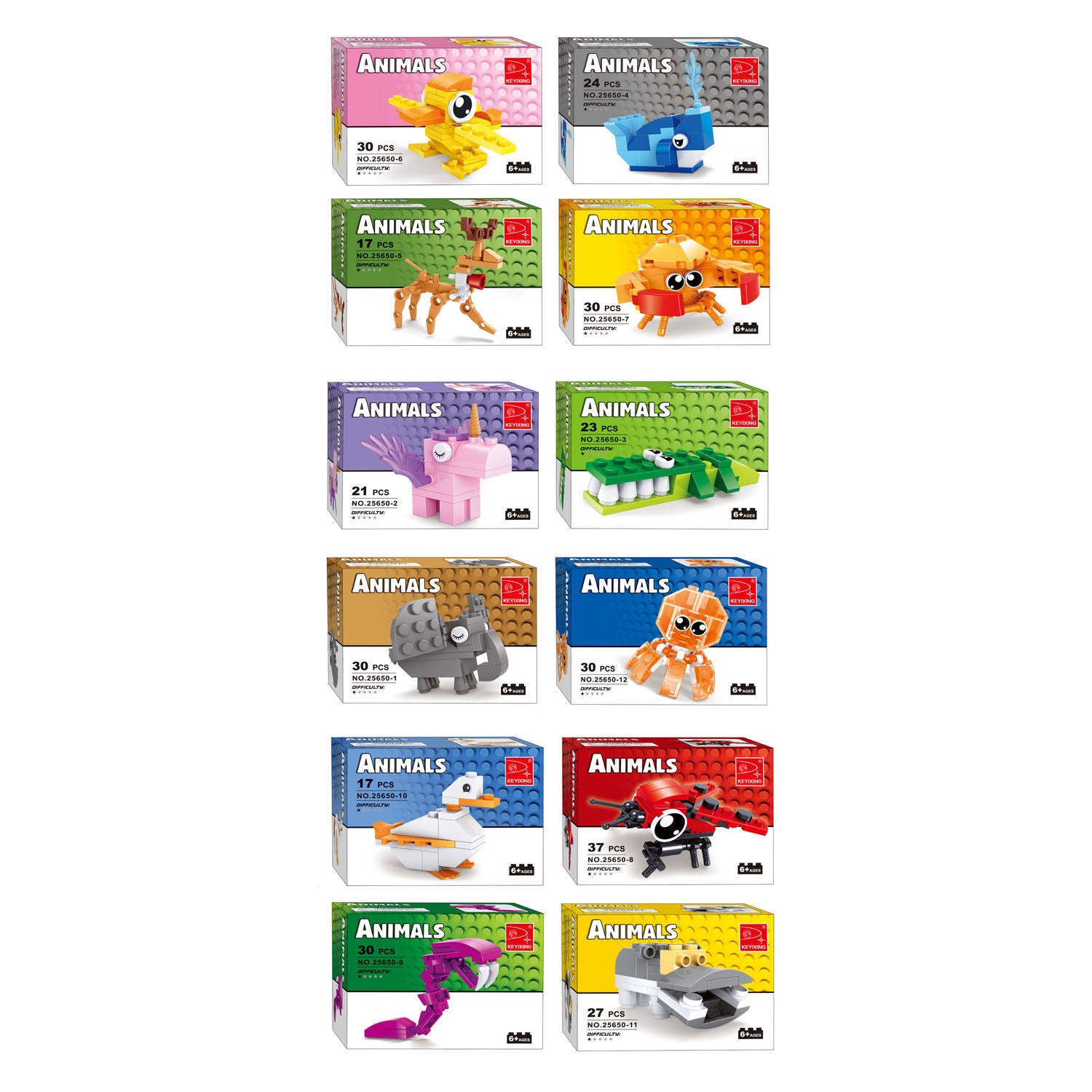 Boîte à différend d'animaux de la construction, 12 pièces
