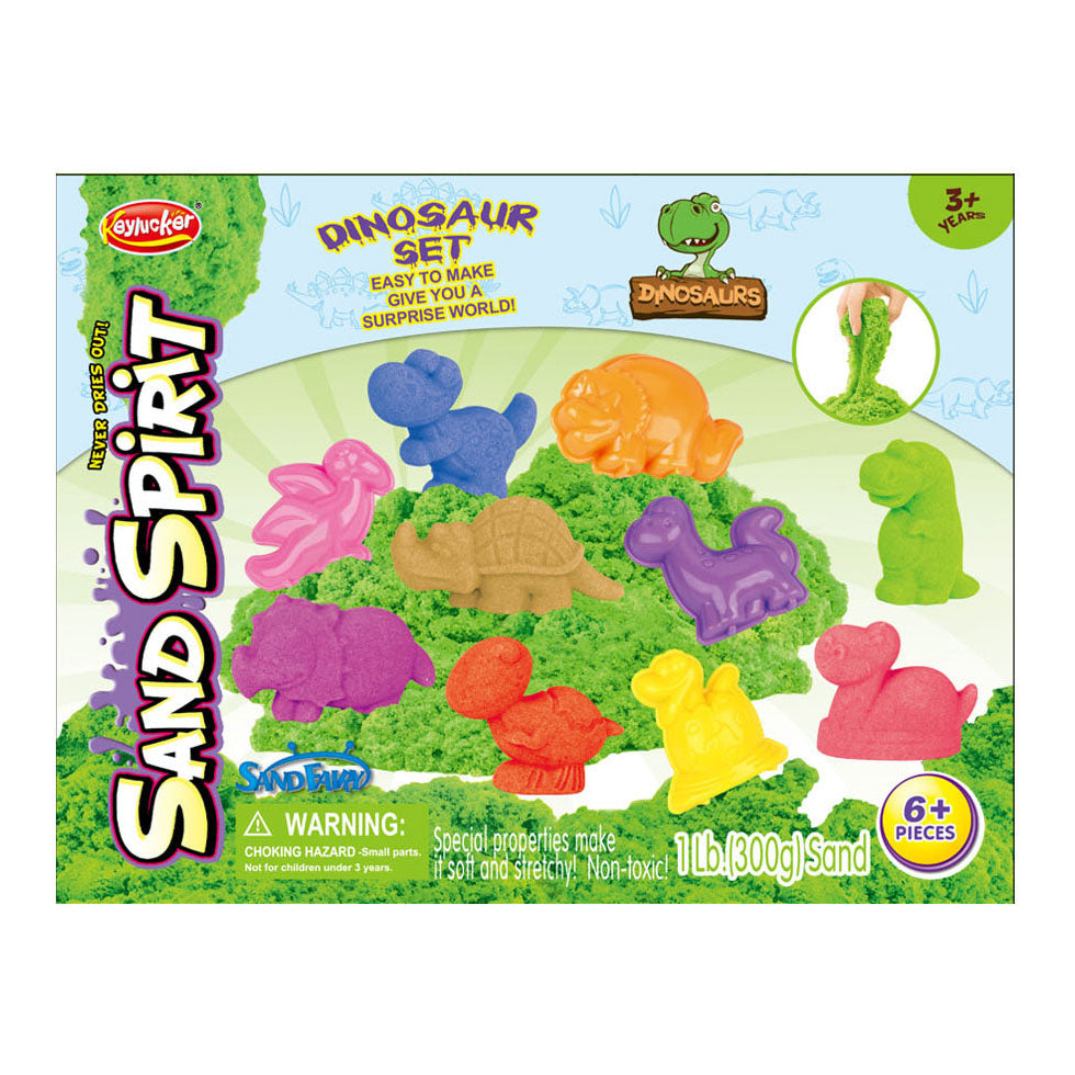 Jouez au sable avec 4 formes de dinosaures