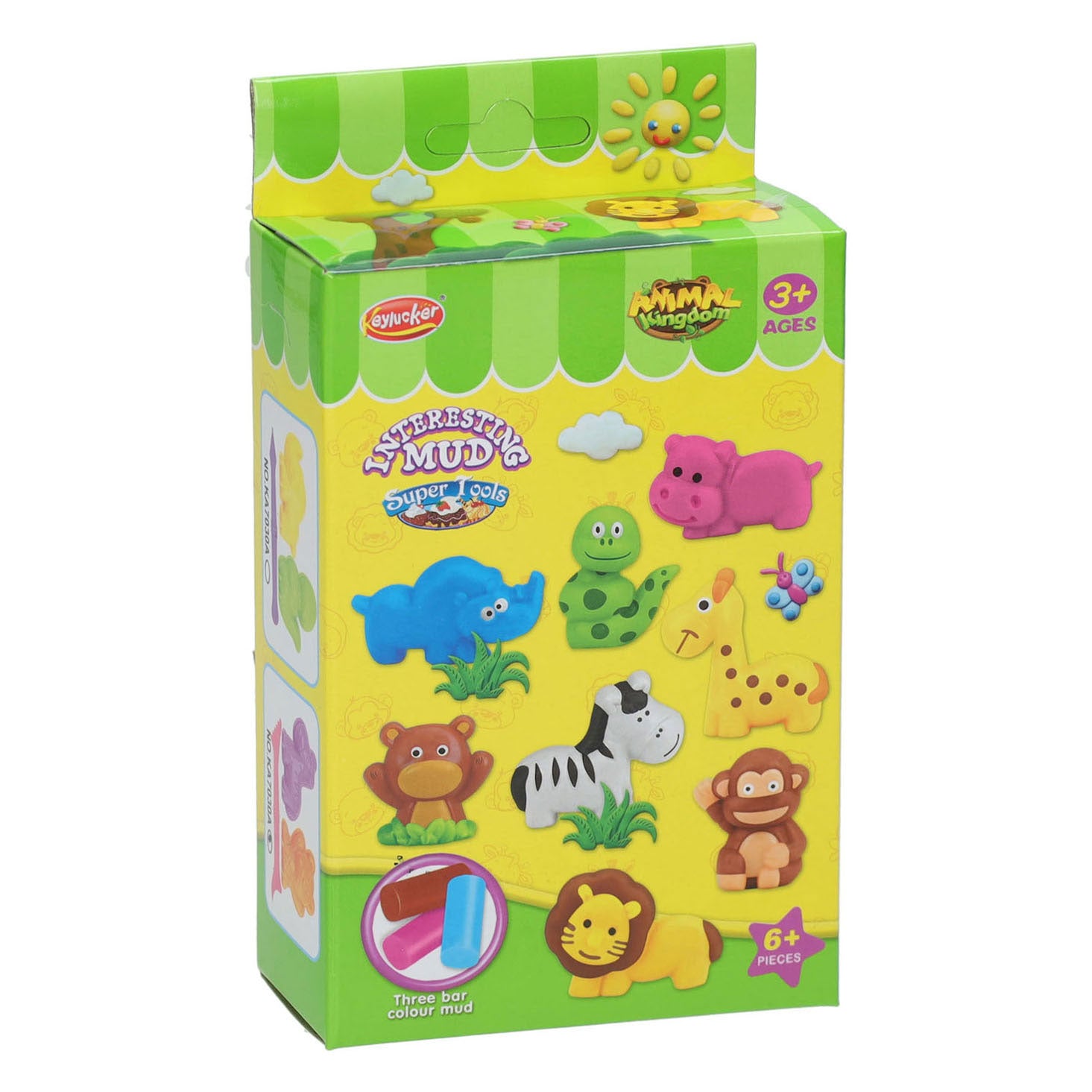 Set d'argile avec 2 formes d'animaux et 1 outil