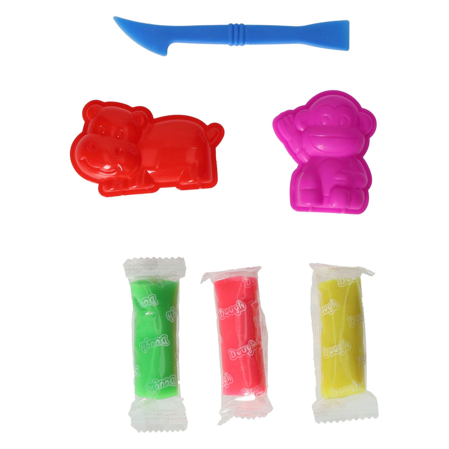 Set d'argile avec 2 formes d'animaux et 1 outil