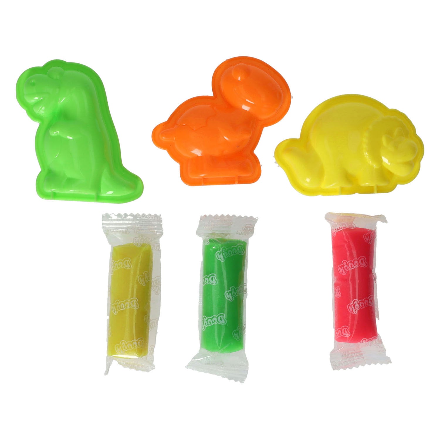 Set d'argile avec 2 formes et outils de dinosaures - 3 couleurs d'argile