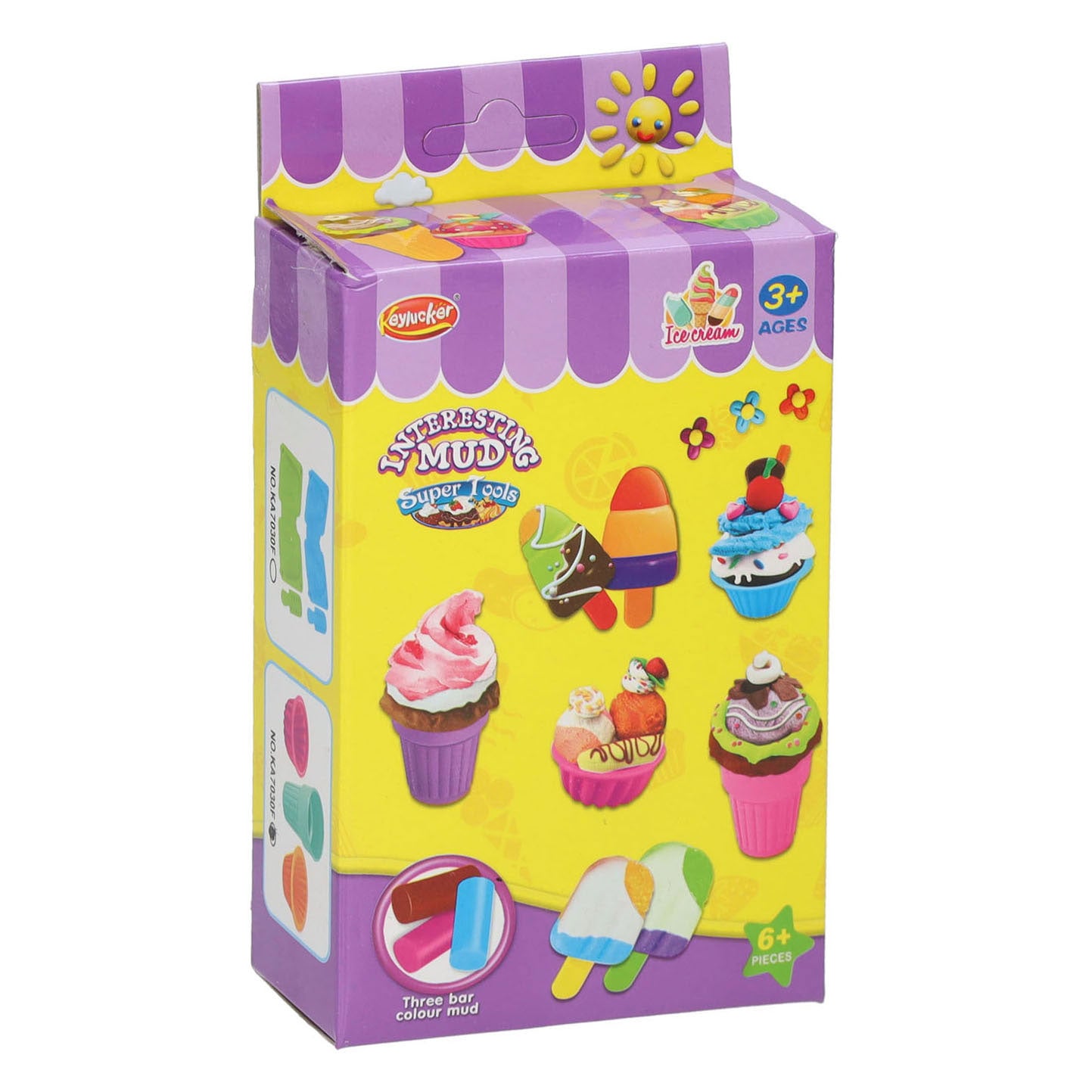 Ensemble de pâte à glace pour faire de la crème glacée - 3 couleurs d'argile - 6 pcs.