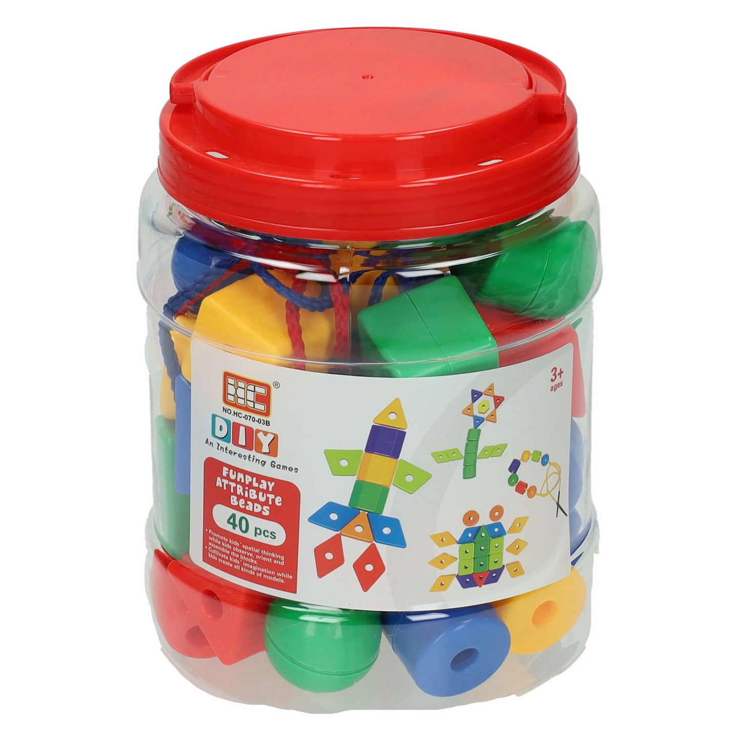 Grosses perles à enfiler en boîte, 40 pcs.