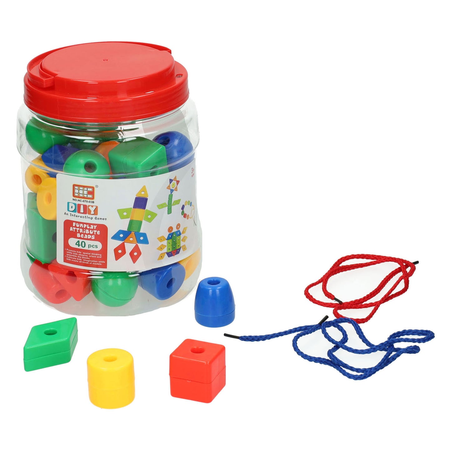 Grosses perles à enfiler en boîte, 40 pcs.