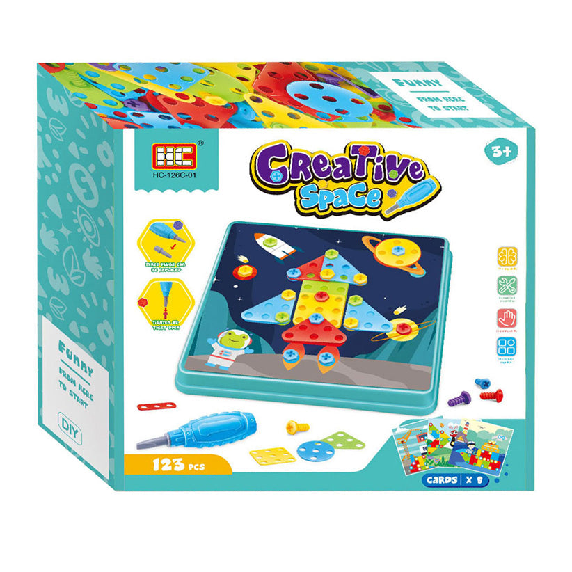 Jeu de vis 8 plaques bleues, 123 pcs.