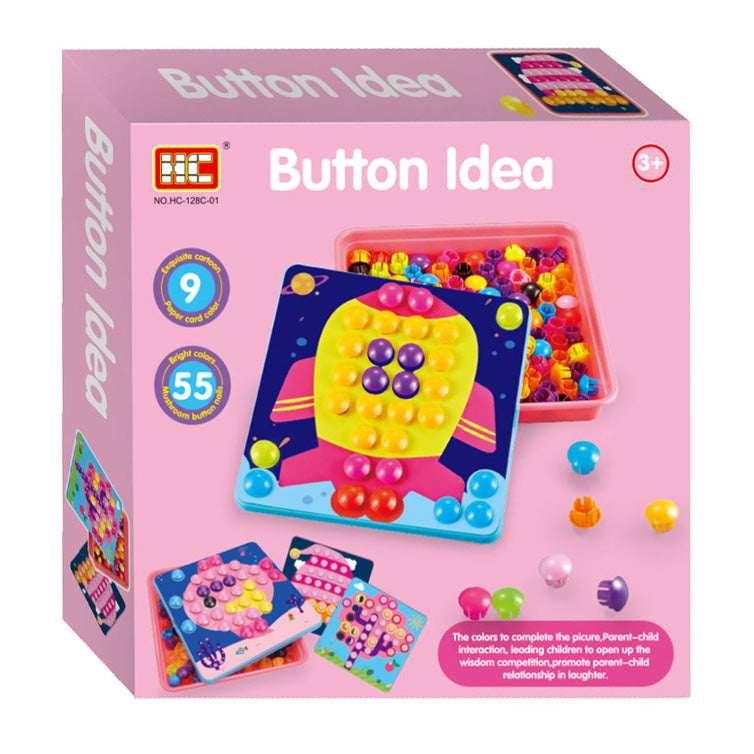 Boutons de couleur avec boîte de rangement, 55 pcs.