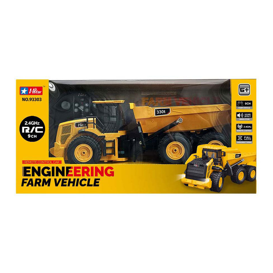 Camion de construction télécommandé rechargeable avec lumière et son