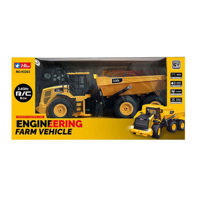 Camion de construction télécommandé rechargeable avec lumière et son