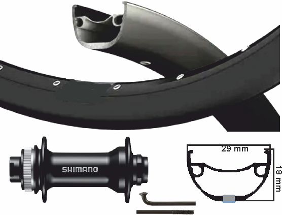 KGS Shimano Roue avant 28 29 pouces (622) Black Thru Axxle Centerlock 110 mm