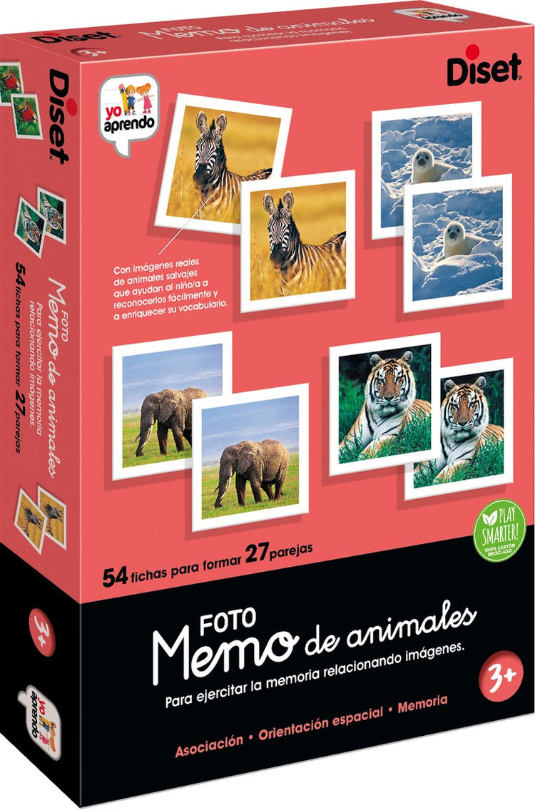 Diset jeu éducatif mémo photo animales 54 pièces