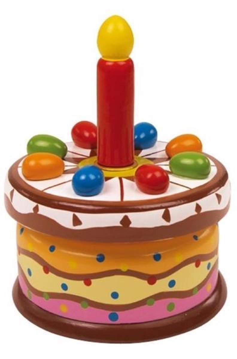 Cake d'anniversaire de la boîte de musique en bois à petit pied