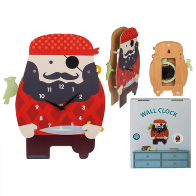 Out of the blue horloge murale pirate bois 21x29cm enfants
