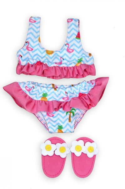 Bikini de poupées avec pantoufles flamants, 35-45 cm