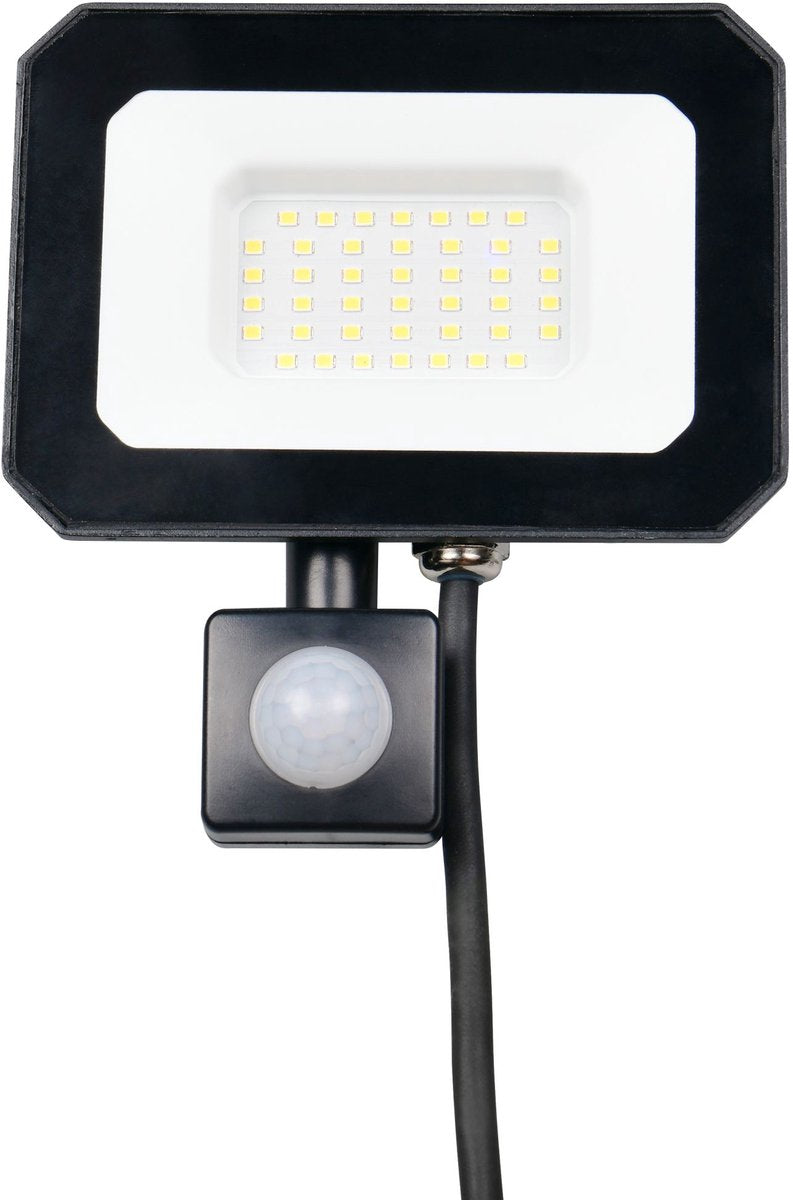 Rl vis ta lumière réalité funchal - applique murale - noir mat - incl. 1x SMD 30 W - détecteur de mouvement - montage mural - ne convient pas pour variateur externe - inclinable - 4000k - éclairage extérieur - ip44