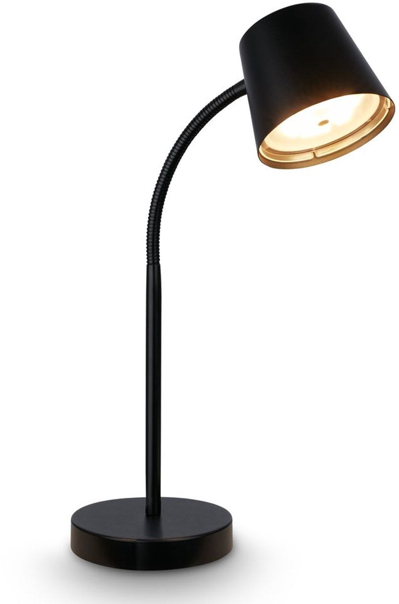 B.k.licht biwo - lampe de table rechargeable - rotative - lampe sans fil - lampe de bureau à intensité variable - lumière blanc chaud - 38,5 x 13 x 23 cm - noir