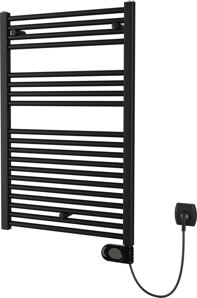 Sèche-serviettes électrique Plieger Elba - Sèche-serviettes - avec thermostat à horloge - 94,2 cm x 60 cm - 500 watts - noir mat