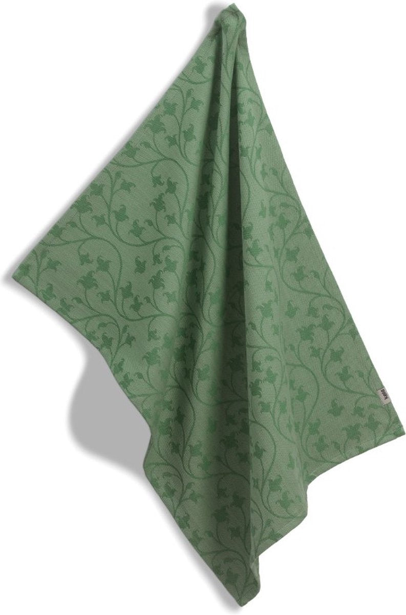 Torchon Kela, coton, motif vert - | Cora