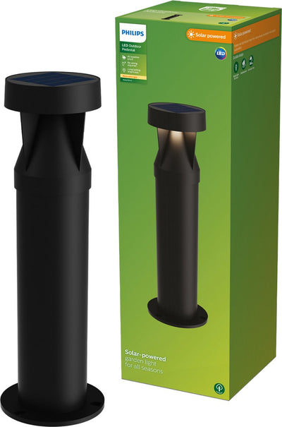 Philips LED Poteau de jardin Philips Avery - lampe solaire d'extérieur - lumière blanc chaud ; 2700k - noir - énergie solaire - éclairage d'allée de jardin - lampe sur pied