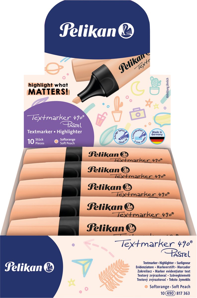 Pelikan text marker 490 - highlighter - pastel orange - 10 pieces