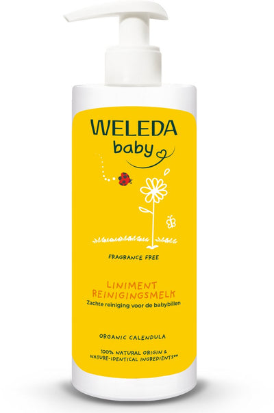 Weleda lait nettoyant liniment bébé - calendula - changement des couches - lait nettoyant fesses bébé - nettoie en douceur et en douceur - ingrédients 100% naturels - 400ml