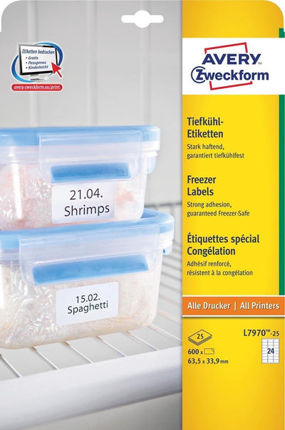 Avery zweckform étiquettes pour congélateur Avery ft 63,5 x 33,9 mm (l x h), blanc, boîte de 600 étiquettes