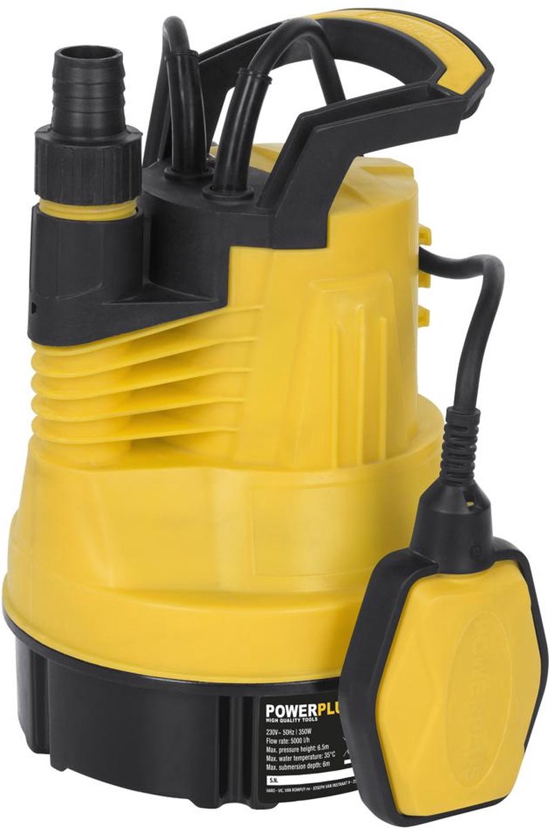 Pompe à eau électrique Powerplus POWXG9502 - Pompe submersible 350 W, température maximale de 35°C et débit de 5000 l heure, outils de jardin
