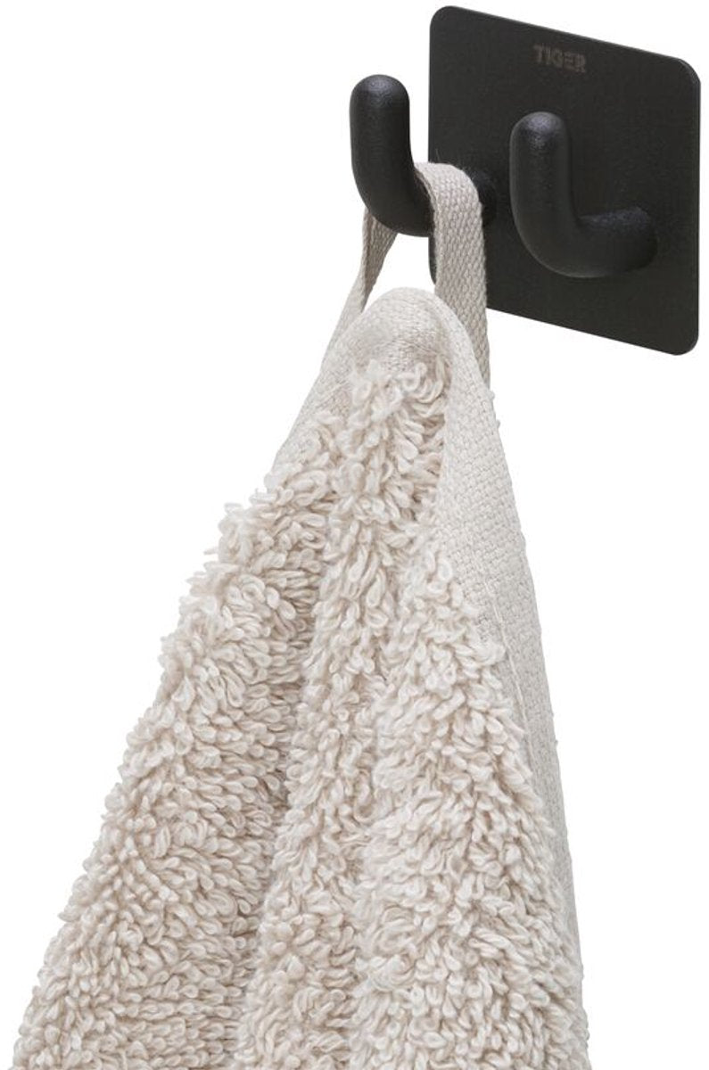 Tiger pinky - crochet porte-serviettes double - noir mat