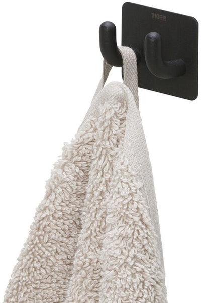 Tiger pinky - crochet porte-serviettes double - noir mat
