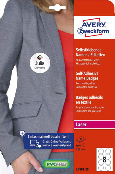Étiquettes pour badges nominatifs avery zweckform l4881-20