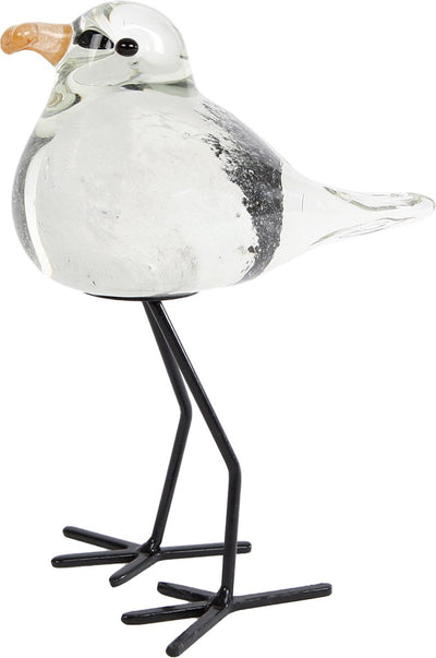 Van crinière sculpture mouette décoration verre blanc noir 11x8,5x15cm jouet.
