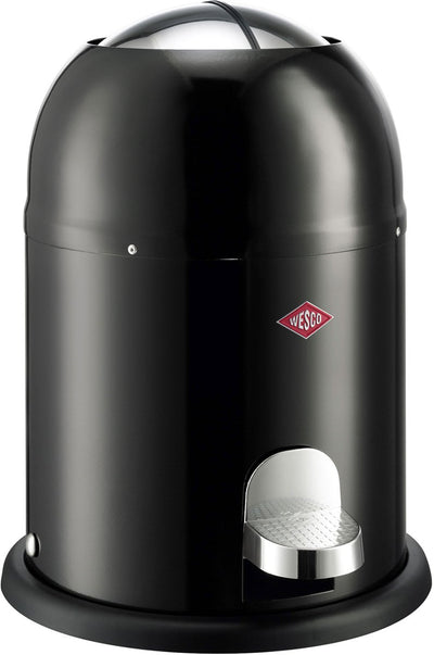 Seau à cosmétiques Wesco mini master en tôle d'acier thermolaquée noire, capacité 6 litres, seau intérieur en plastique, pédale