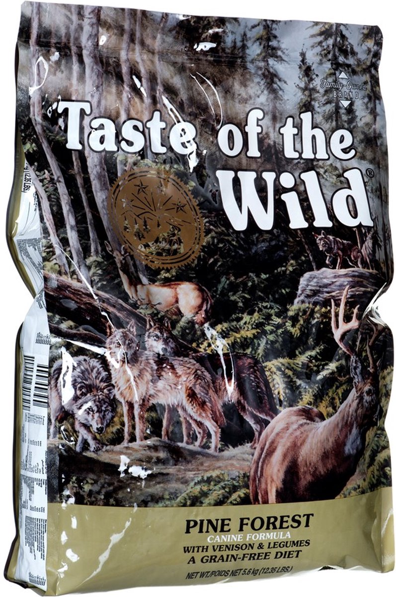 Goût de la forêt de pins sauvages – nourriture sèche pour chiens – agneau de cerf – sans céréales – 5,6 kg