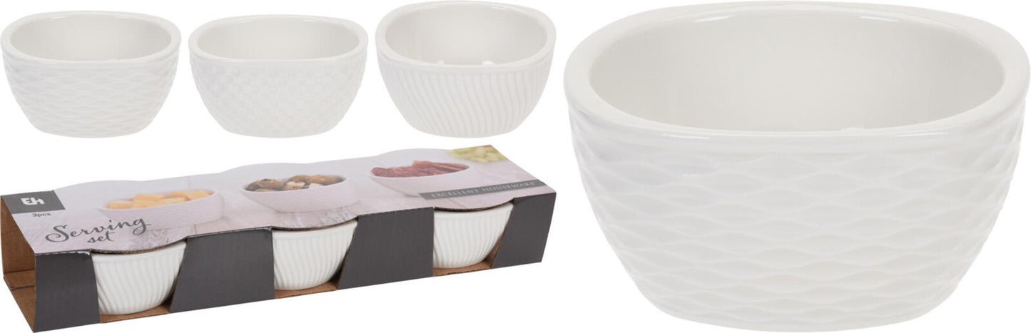 Excellent ensemble de bols à collation en porcelaine 3 pièces