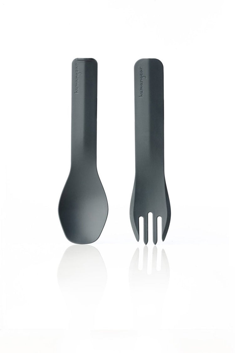 Équipement humain - duo - gris - couverts - réutilisables - couverts de camping