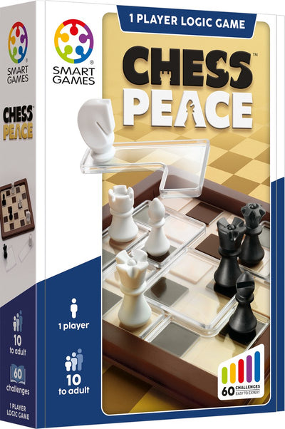 Smartgames Chess Peace - Jeu de réflexion logique avec règles d'échecs - 60 défis de stratégie éducative - Jeu solo de casse-tête iq - à partir de 8 ans