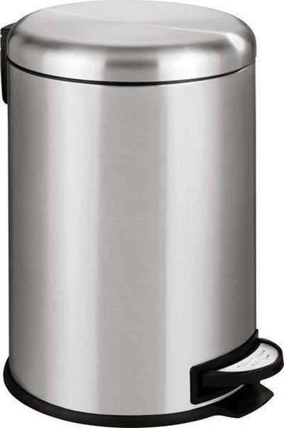 Poubelle à pédale Wenko Leman 20 litres en acier inoxydable mat - couvercle à fermeture facile - poubelle - poubelle - poubelle - poubelle - poubelle