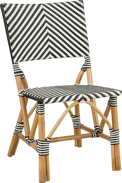 Mica decorations chaise bistro mandox - l45,5 x l57 x h89 cm - rotin - noir, blanc