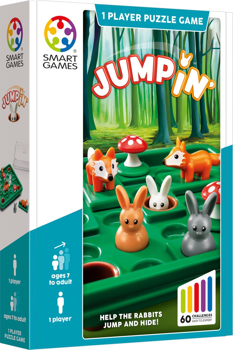 Smartgames jump in' - jeu de réflexion logique - 60 défis de saut éducatifs - jeu de voyage compact jeu solo - à partir de 7 ans