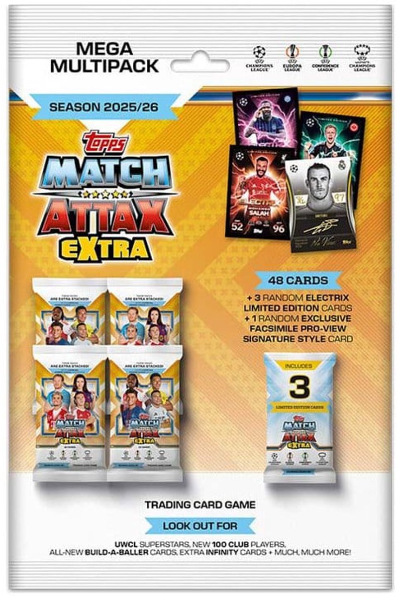 Topps Merlin UEFA Champions League Match Attax Cartes à collectionner supplémentaires 2025 26 Mega Multipack
