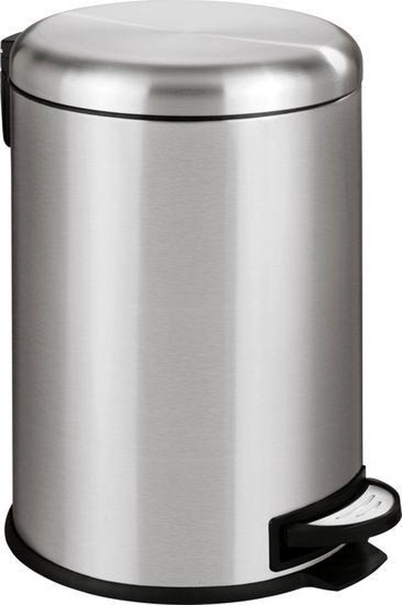 Poubelle à pédale Wenko Leman 20 litres en acier inoxydable mat - couvercle à fermeture facile - poubelle - poubelle - poubelle - poubelle - poubelle