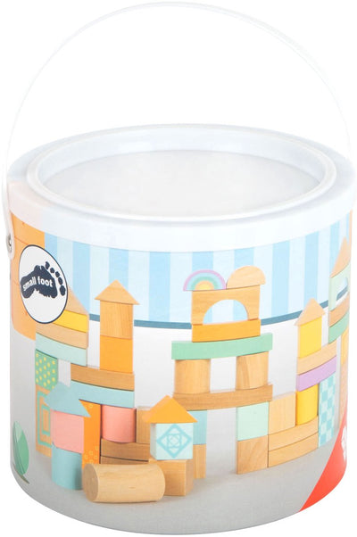 Boucons de construction en bois de petit pied pastel, 50dlg.