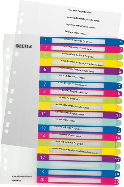 Index imprimable Leitz wow, 20 onglets