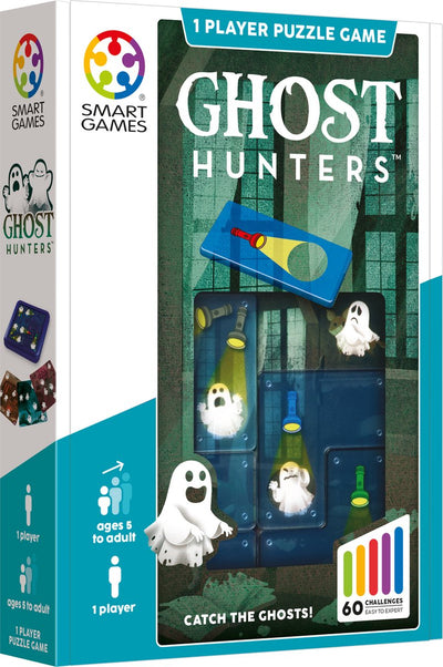 Smartgames chasseurs de fantômes - jeu de réflexion logique compact - 60 défis éducatifs de chasseurs de fantômes - jeu de voyage jeu solo - à partir de 6 ans