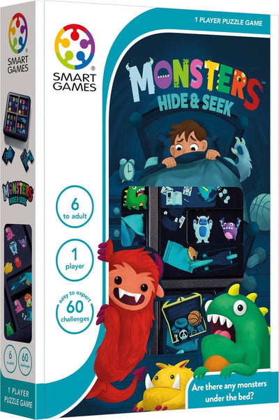 Smartgames monstres cache-cache - jeu de réflexion logique compact - 60 défis de monstres éducatifs - jeu de voyage jeu solo - à partir de 6 ans