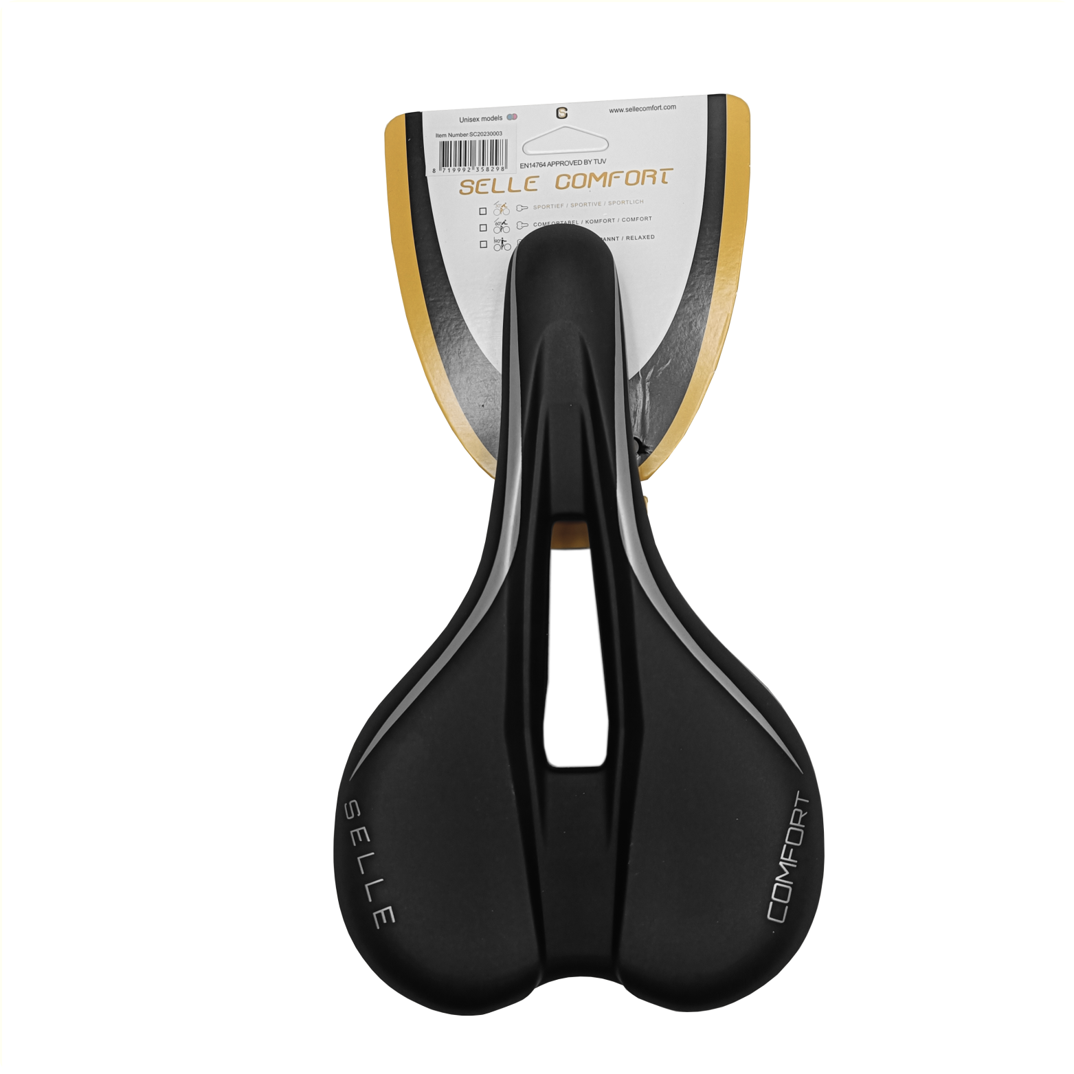 Selle Comfort Comfort Saddle Vintage 2 avec trou, sans longueur de fronde 27,5 cm, largeur 17 cm