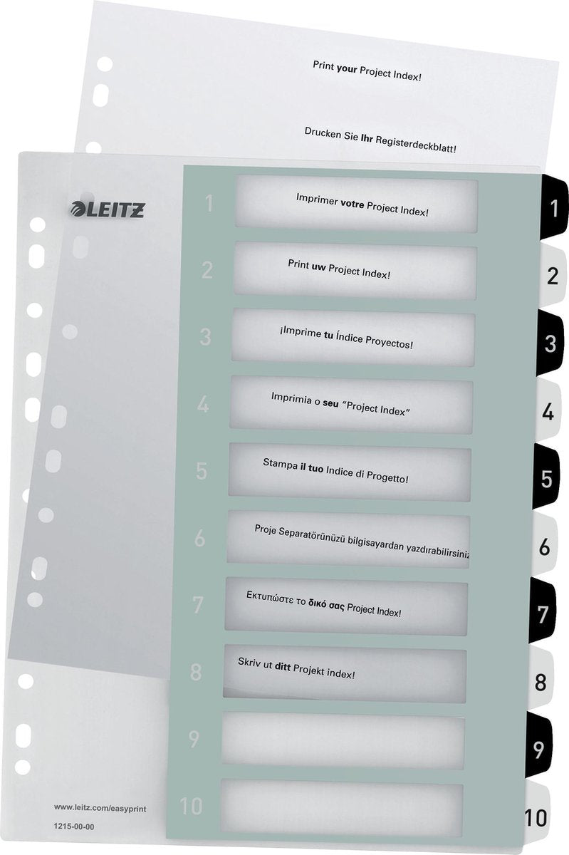 Leitz wow tab 1-10 onglets réutilisables format a4 noir et blanc