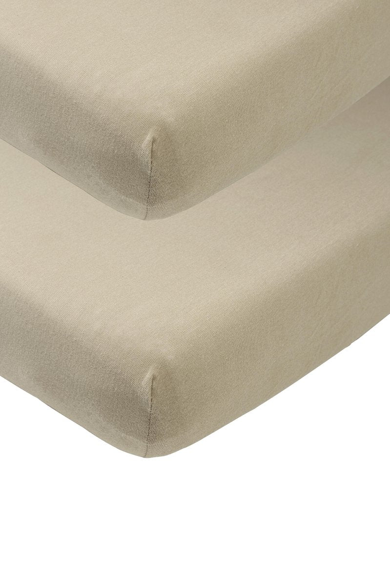 Drap-housse Meyco baby uni - lot de 2 - taupe - 60x120cm