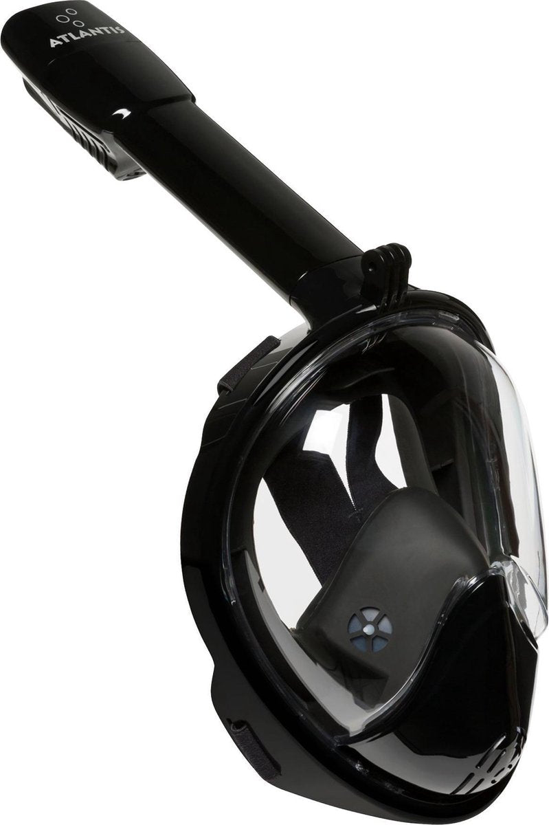 Masque de plongée Atlantis 2.0 - lunettes de plongée - tuba - ensemble de tuba - masque complet - adultes - noir - L XL