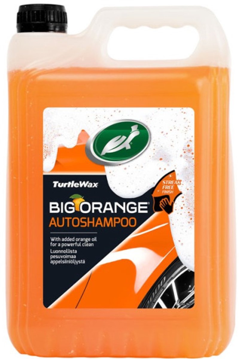 Shampoing pour voiture Turtle Wax Big Orange - élimine rapidement la saleté et la crasse - donne une brillance éclatante - résultat sans traces - 5 litres